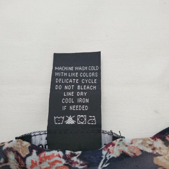 About A Girl Los Angeles Women's Sheer Floral Lace Trim Bohemian Blouse Medium - Picture 5 of 8